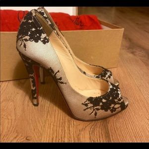 Christian Louboutin Satin/Lace heels (original price $895)